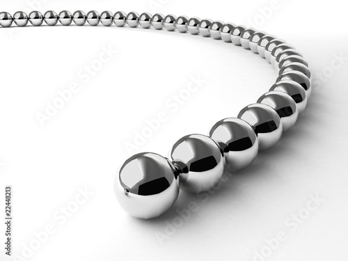 Curve made from metal shiny balls