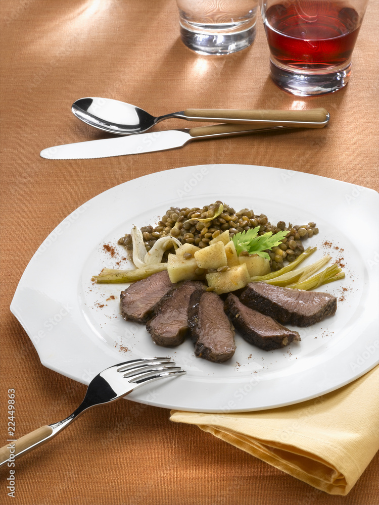 filet d'agneau aux lentilles filet d'agneau aux lentilles