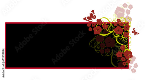 etiquette floral papillon rouge