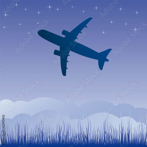 airplane aero aviation silhouette. Vector cartoon illustration.