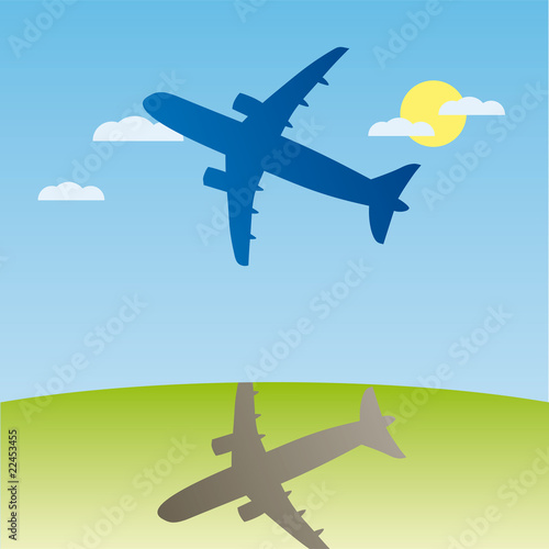 airplane aero aviation silhouette. Vector cartoon illustration.