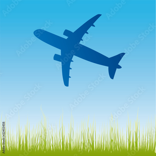 airplane aero aviation silhouette. Vector cartoon illustration.