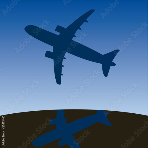 Airplane aero aviation silhouette. Vector cartoon illustration.