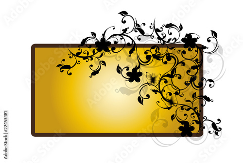 etiquette floral or et noir