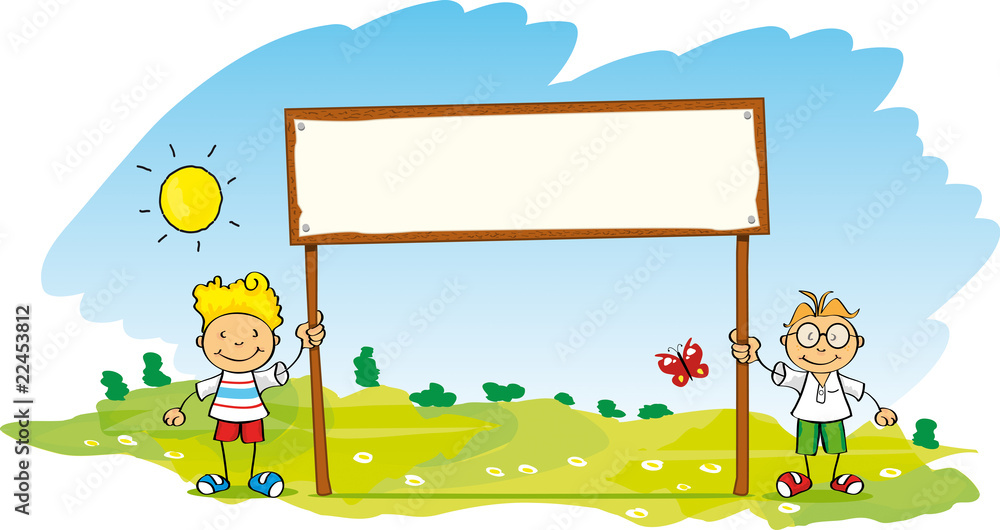 Obraz premium little children with banner