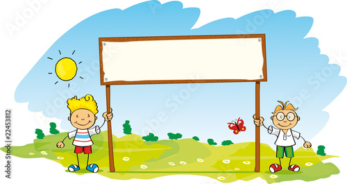 little children with banner