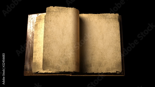 Old magic book with flipping blank pages isolated