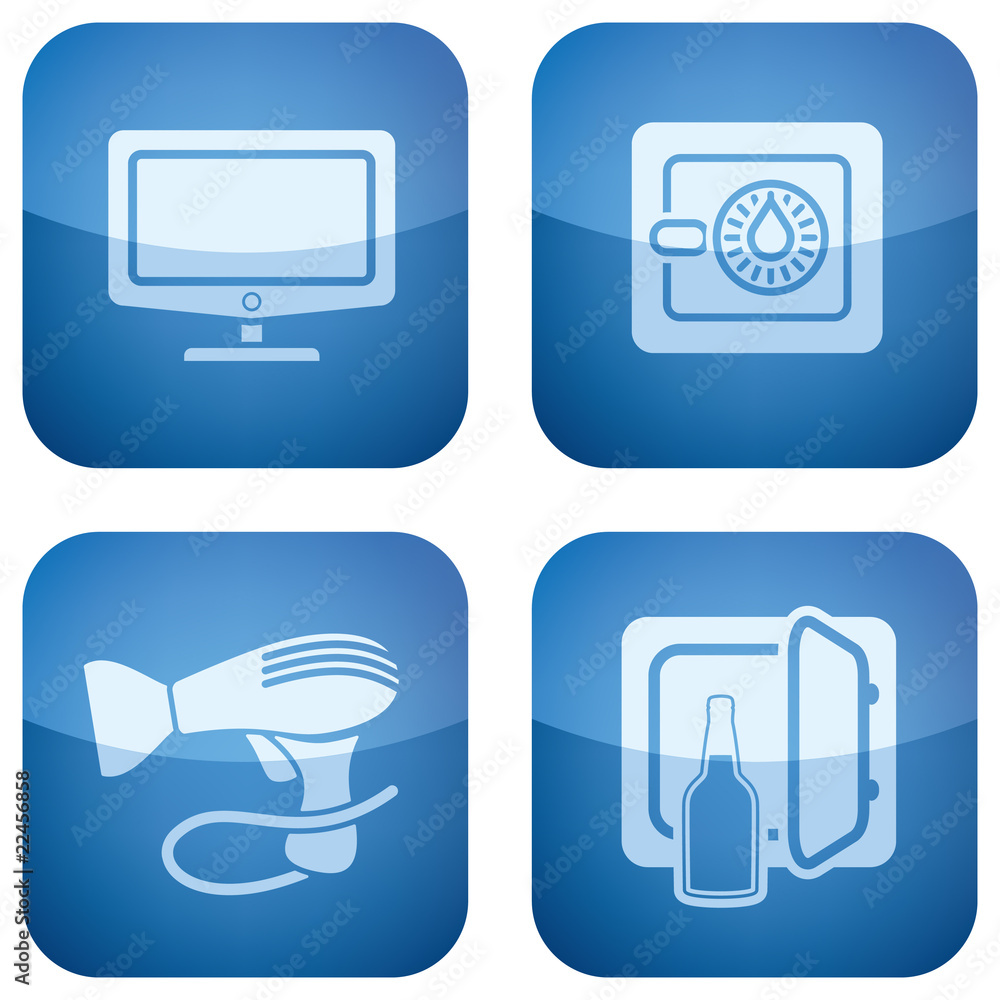 Cobalt 2D Squared Icons Set: Hotel Cobalt 2D Squared Icons Set: Hotel