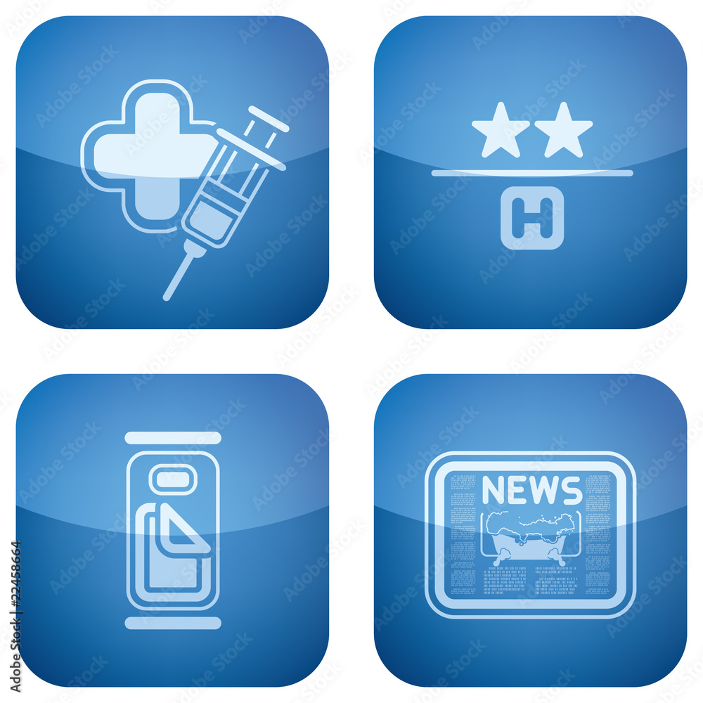 Cobalt 2D Squared Icons Set: Hotel Cobalt 2D Squared Icons Set: Hotel