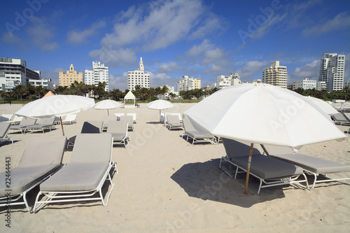 South Beach Lounge Chairs and Umbrellas