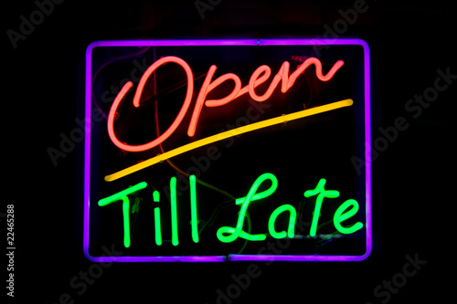 Open till late neon sign