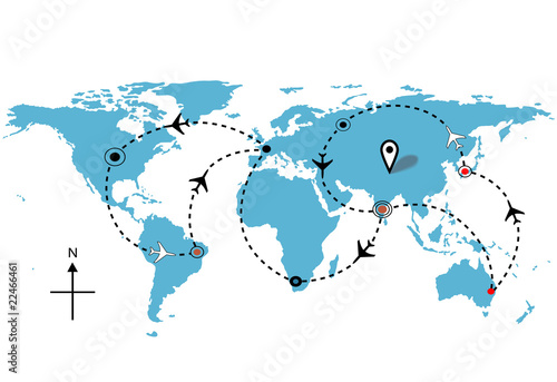 World airplane flight travel plans connections
