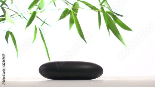 Stacking Zen rocks against bamboo background - HD