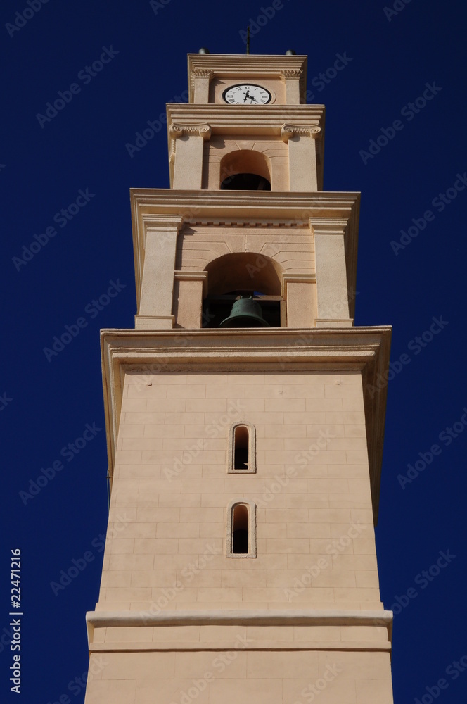 Bell-tower of St.Peter`s church in Jaffa.