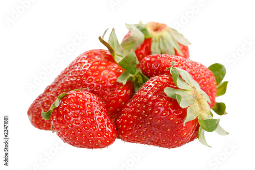 red strawberry with green leaves