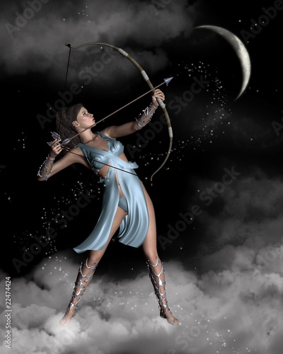 Diana (Artemis) the Huntress with Crescent Moon photo