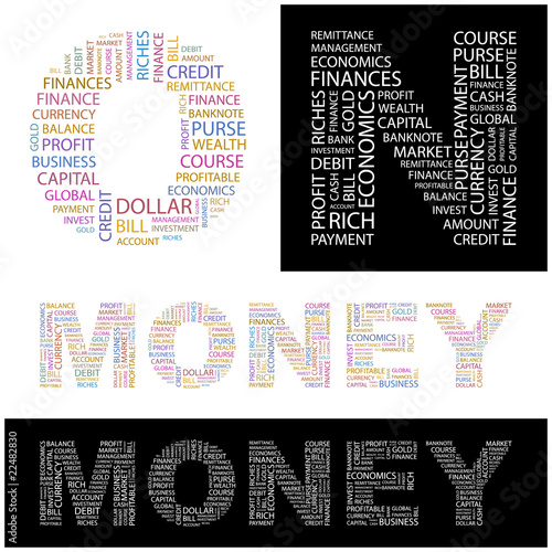 MONEY. Wordcloud illustration.