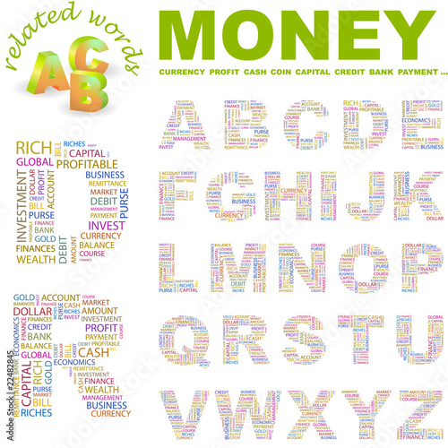 MONEY. Wordcloud letter collection