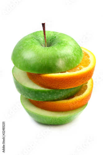 Fruit  orange and apple in pyramid