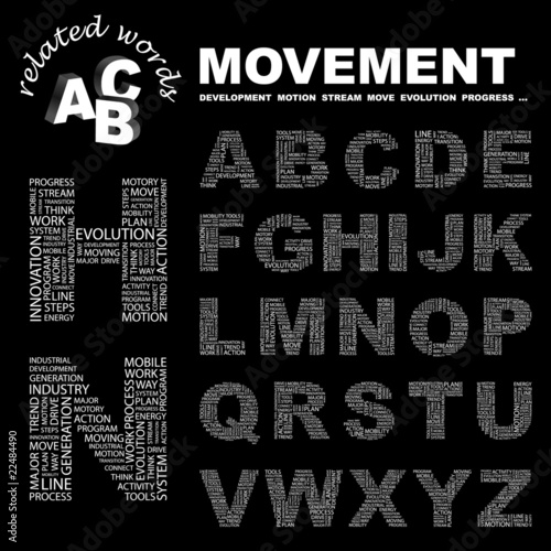 MOVEMENT. Vector letter collection.