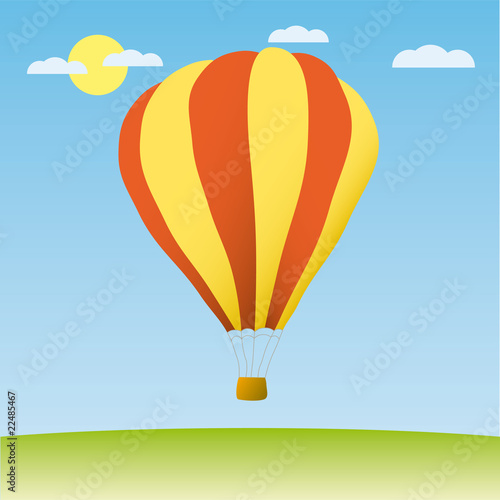Hot air balloon in the blue sky