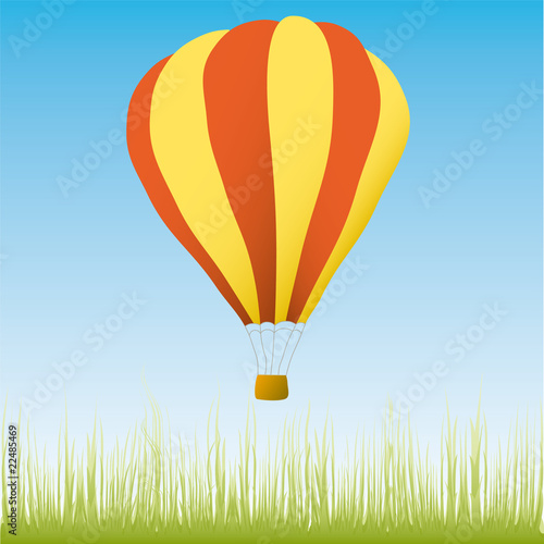 Hot air balloon in the blue sky