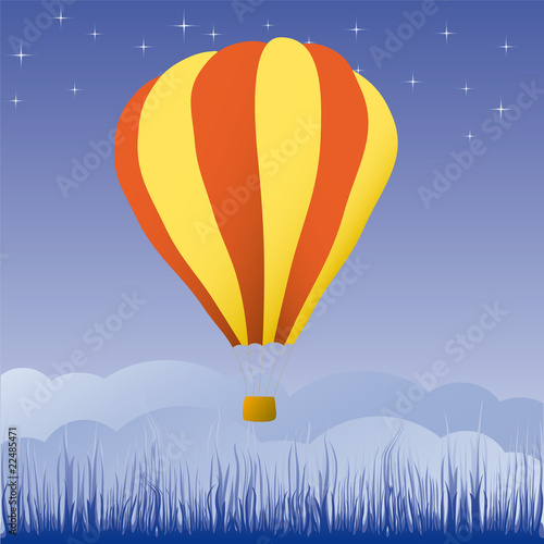 Hot air balloon in the blue sky
