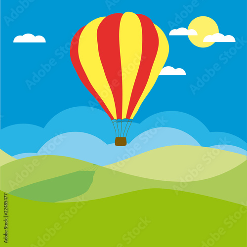 Hot air balloon in the blue sky