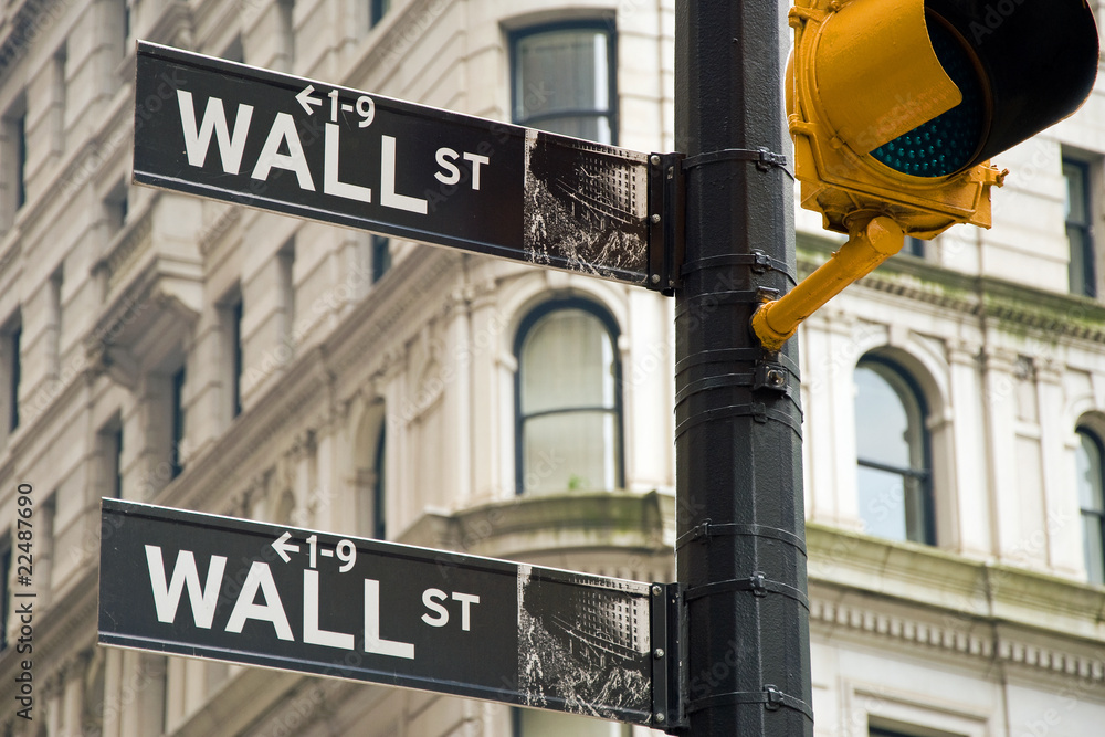 Wall street signs in New York city