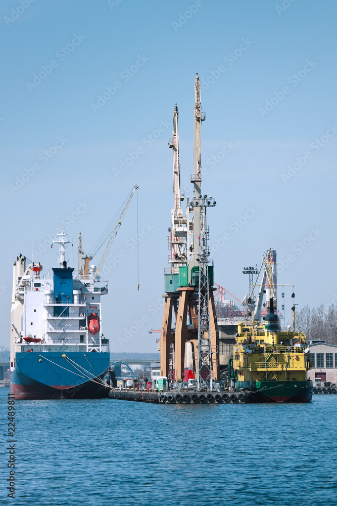 Ships and Cranes in port