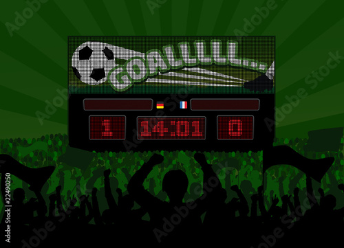 soccer fans and Scoreboard