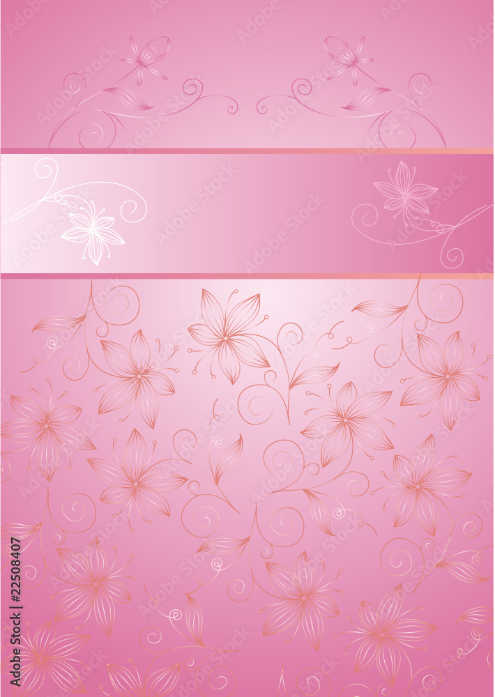 粉红卡通花朵卡片