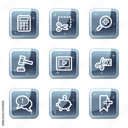 Shopping web icons set 3, mineral square glossy buttons