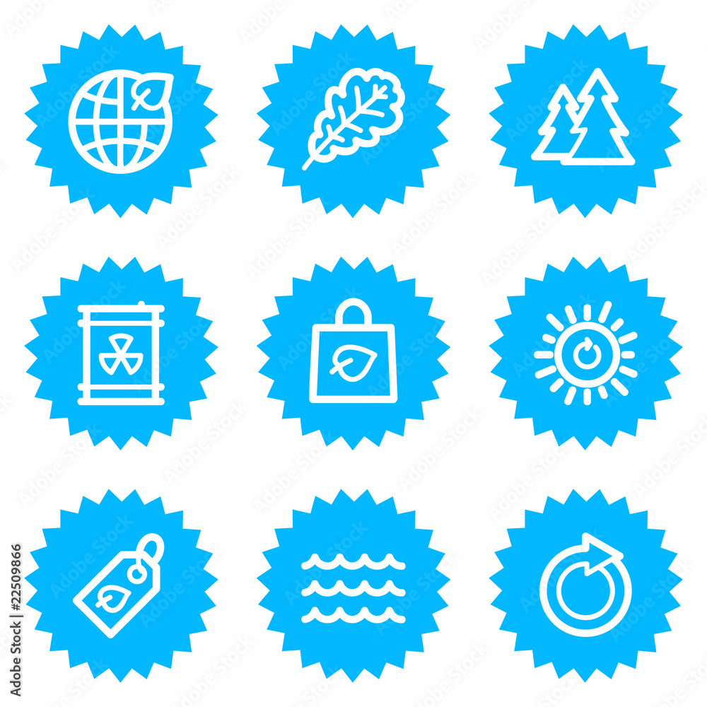 Ecology web icons set 3, blue sticker series Ecology web icons set 3, blue sticker series