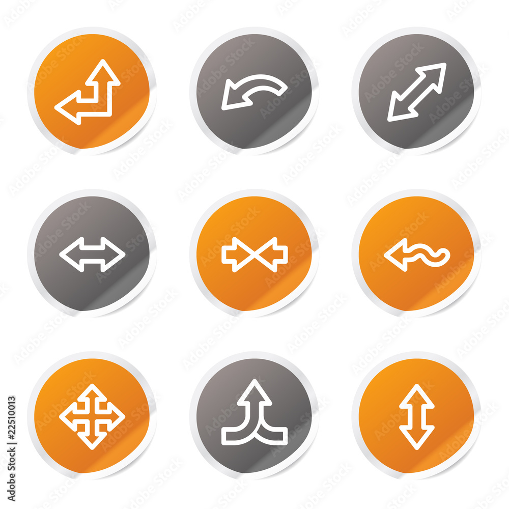 Arrows web icons set 2, orange and grey stickers Arrows web icons set 2, orange and grey stickers