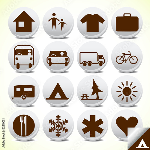 Icon set of tourism an transport buttons
