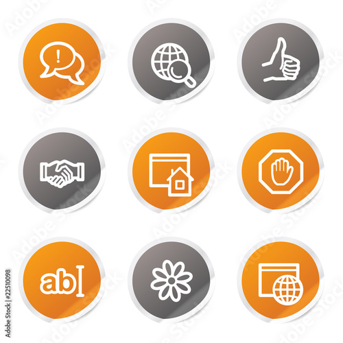 Internet web icons set 1, orange and grey stickers
