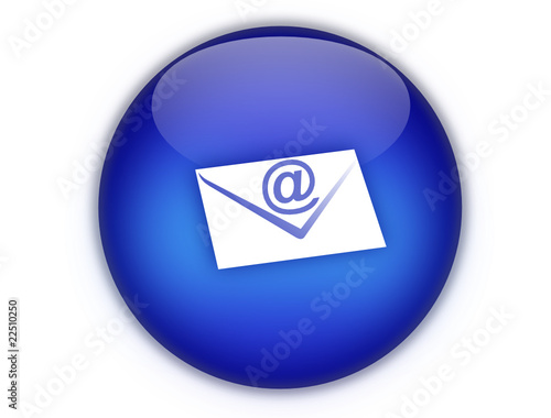 bouton web 3d gel rond enveloppe fermée  blanche