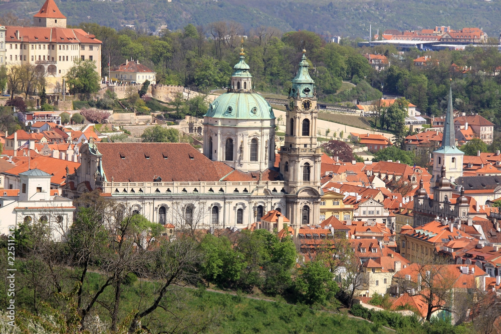 Fototapeta premium The View on spring Prague's St. Nicholas' Cathedral