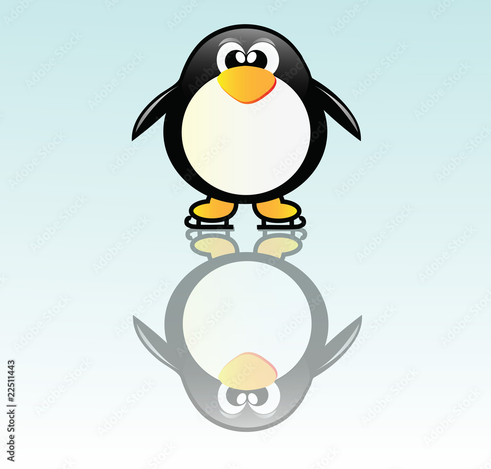 Obraz premium Pingwin na łyżwach