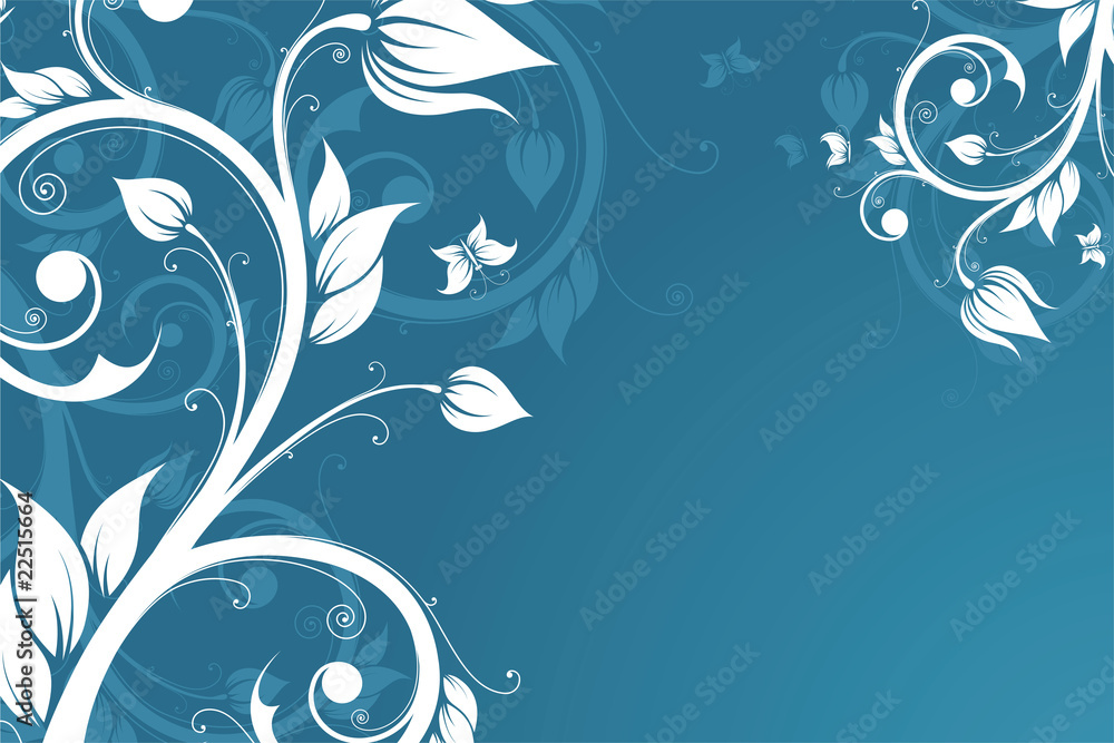 Abstract Background with flowers and butterfly