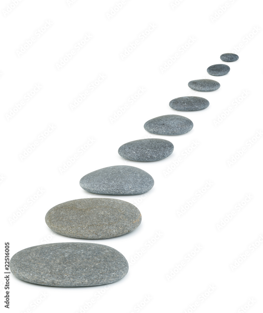 Row pebbles. Sea stones. It is isolated on a white background Row pebbles. Sea stones. It is isolated on a white background