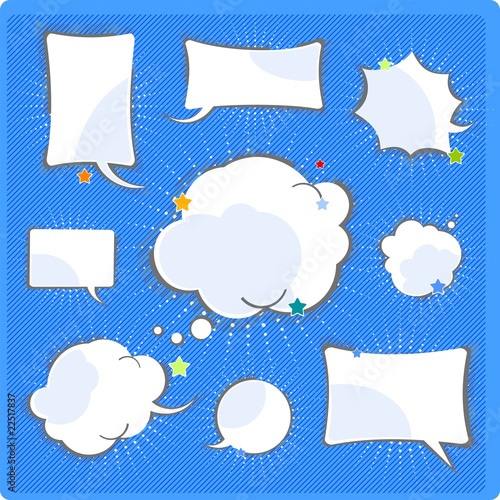 Comics speech and thinking bubbles set