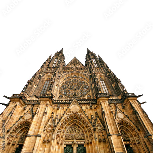 Prague gothic cathedral, isolated on white background
