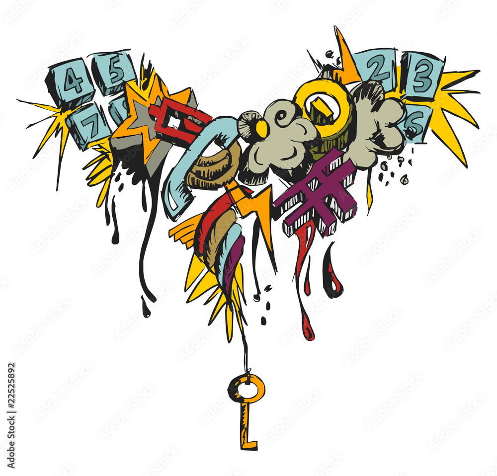 Naklejka premium Colorful grunge graffiti