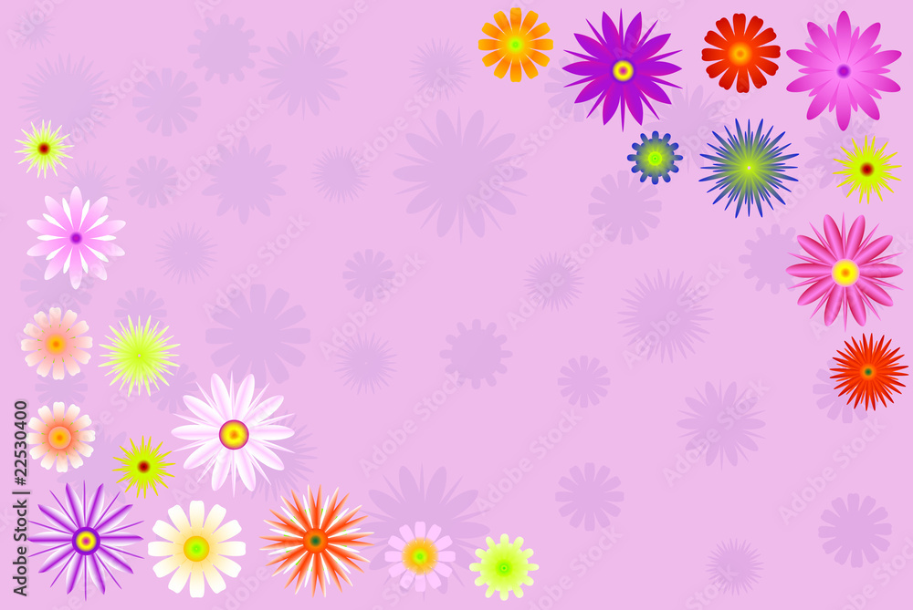 two bright color flower corners illustration