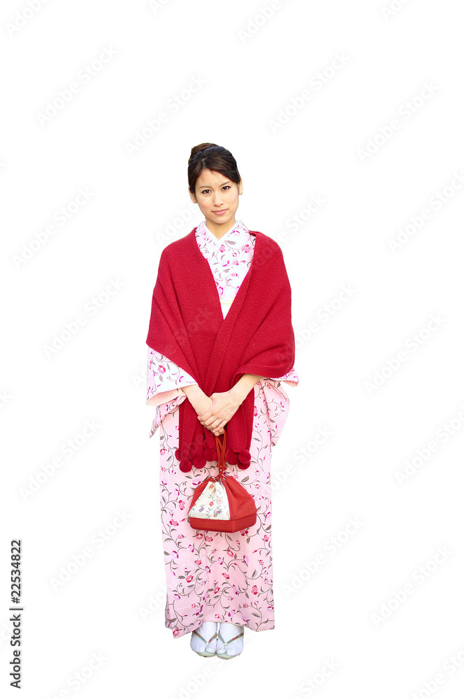 japanese kimono female with white back