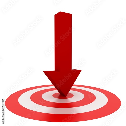 Red Arrow on center isolated on white background