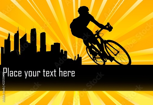 Bike vector background with city and burst