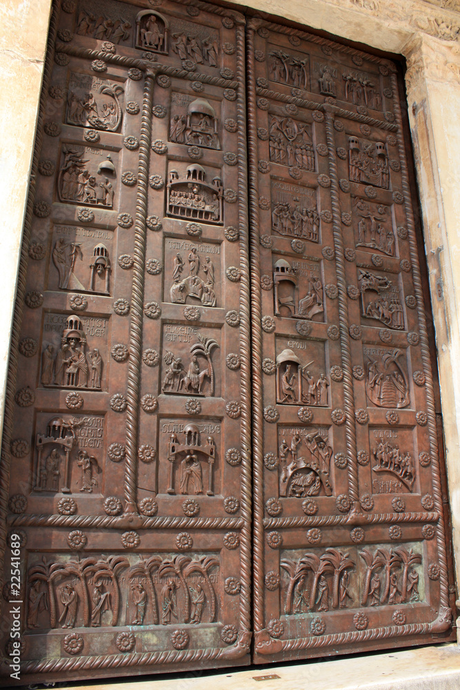 Pisa - decorated detail from the door of the cathedral